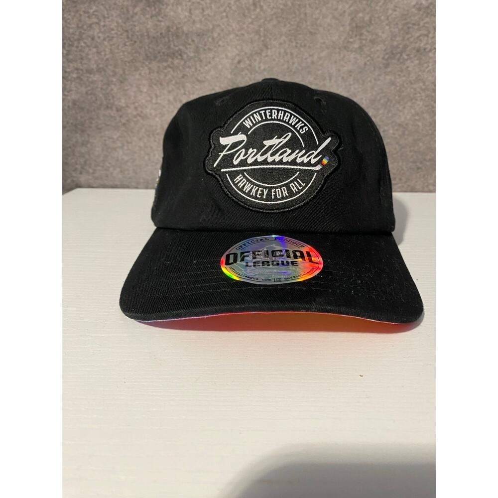Portland Winterhawks Official League Pride Tie-Dye Dad Hat Black NWT